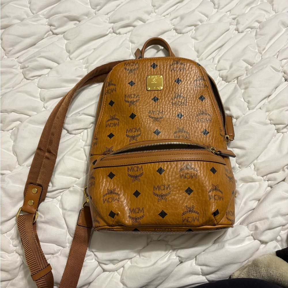 MCM Cognac Logo Pattern Backpack - image 1
